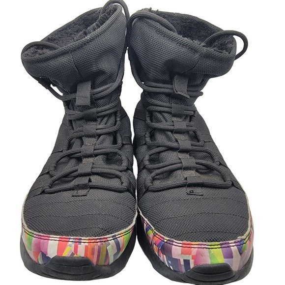 Nike Roshe One High Print GS Womens 8.5 - Kids 7Y Black Lined Shoes 807744-002 - Picture 2 of 12